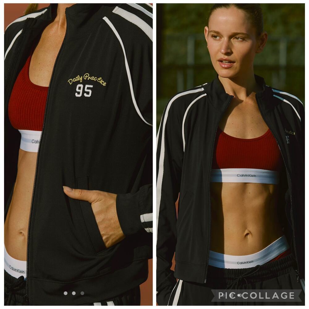 New Anthropologie Daily Practice Black Zip-Up Work-out Gym Jacket Size XXS